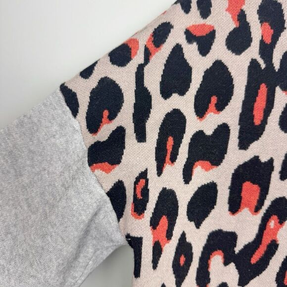 THML | Animal Print Thick Knit Open Front Cardigan Orange Gray Women’s Size M - Picture 9 of 9